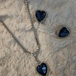 Elegant Blue Heart Jewelry Set